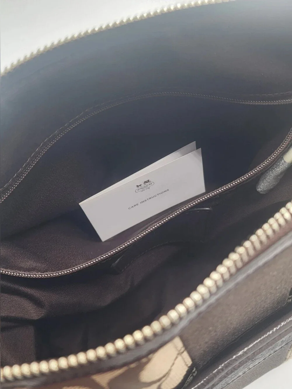 Coach Nancy Signature Stripe Satchel Brown Khaki NWT F28505